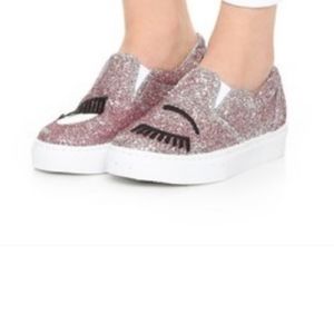 Chiara Ferragni Pink Glitter Flirt Sneakers  sz 41
